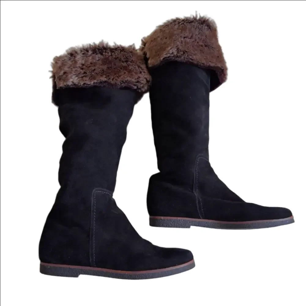 Sam Edelman Women's Size 7.5 Black Suede Orlando Faux Fur Knee High Boots - Picture 2 of 14
